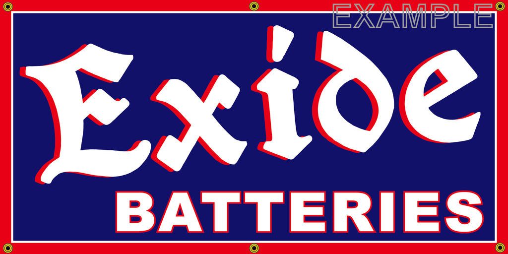 EXIDE BATTERIES AUTOMOTIVE REPAIR SERVICE VINTAGE OLD SCHOOL SIGN REMAKE BANNER SIGN ART MURAL 2' X 4'/3' X 6'