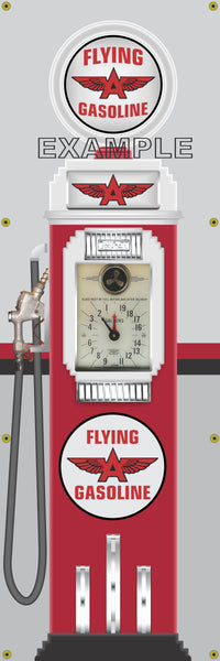 FLYING A CLOCK FACE GAS PUMP Sign Printed Banner VERTICAL 2' x 6'