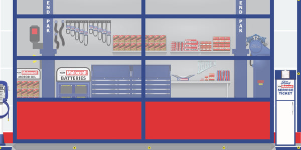 FORD MOTORCRAFT FOMOCO DEALER SALES PARTS SERVICE DEALERSHIP RETRO SCENE WALL MURAL SIGN BANNER GARAGE ART VARIOUS SIZES