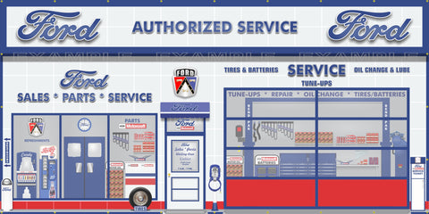 FORD MOTORCRAFT FOMOCO DEALER SALES PARTS SERVICE DEALERSHIP RETRO SCENE WALL MURAL SIGN BANNER GARAGE ART VARIOUS SIZES