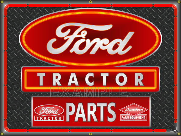 FORD TRACTOR DEALER STYLE Neon Effect Sign Printed Banner 4' x 3' VARIATIONS