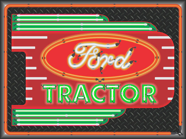 FORD TRACTOR MARQUEE RE-MAKE Neon Effect Sign Printed Banner 4' x 3'