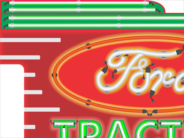 FORD TRACTOR MARQUEE RE-MAKE Neon Effect Sign Printed Banner 4' x 3'