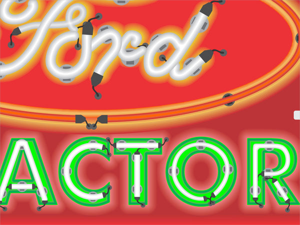 FORD TRACTOR MARQUEE RE-MAKE Neon Effect Sign Printed Banner 4' x 3'