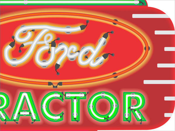 FORD TRACTOR MARQUEE RE-MAKE Neon Effect Sign Printed Banner 4' x 3'