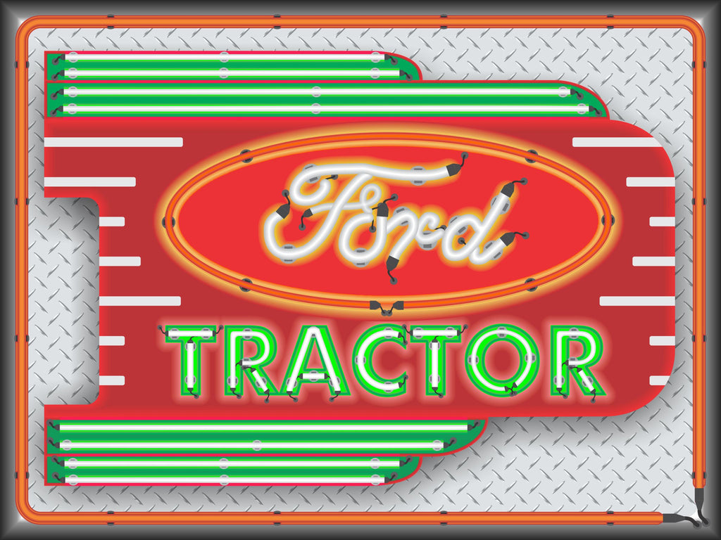 FORD TRACTOR MARQUEE RE-MAKE Neon Effect Sign Printed Banner 4' x 3'