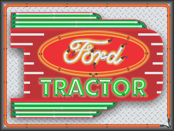 FORD TRACTOR MARQUEE RE-MAKE Neon Effect Sign Printed Banner 4' x 3'