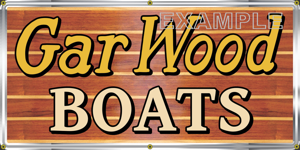 GAR WOOD BOATS VINTAGE OLD SCHOOL SIGN REMAKE BANNER SIGN ART MURAL 2' X 4'/3' X 6'