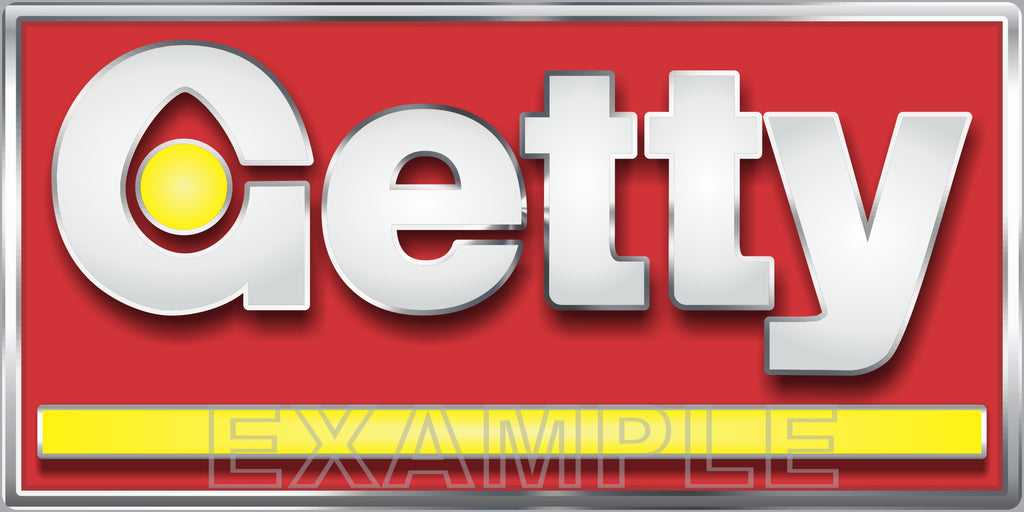 GETTY OIL GAS STATION SERVICE GASOLINE MOTOR OIL OLD SIGN REMAKE ALUMINUM CLAD SIGN VARIOUS SIZES