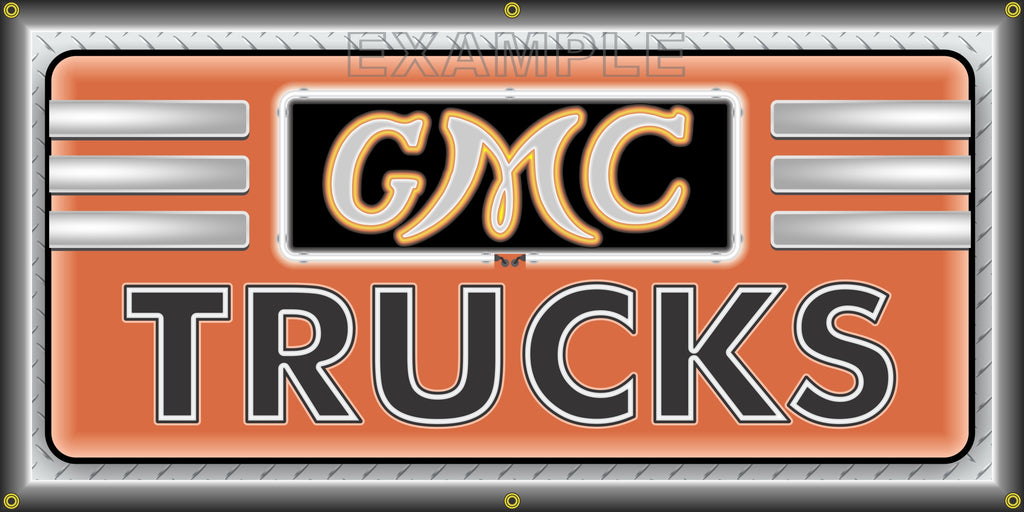 GMC TRUCKS SALES DEALER VINTAGE OLD SCHOOL SIGN REMAKE BANNER SIGN ART MURAL 2' X 4'/3' X 6'