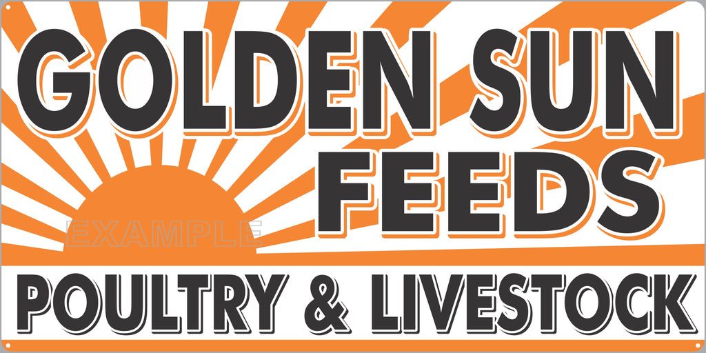 GOLDEN SUN FEEDS FARM FEED STORE OLD SIGN REMAKE ALUMINUM CLAD SIGN VARIOUS SIZES