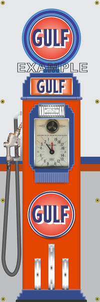 GULF GAS PUMP VERSIONS Sign Printed Banner VERTICAL 2' x 5' or 2' x 6'