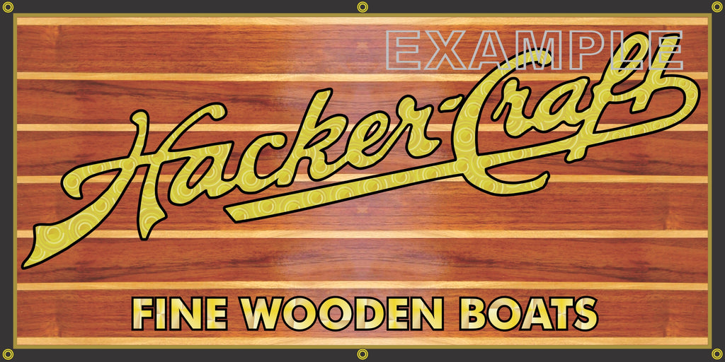 HACKER-CRAFT BOATS DEALER VINTAGE OLD SCHOOL SIGN REMAKE BANNER SIGN ART MURAL 2' X 4'/3' X 6'