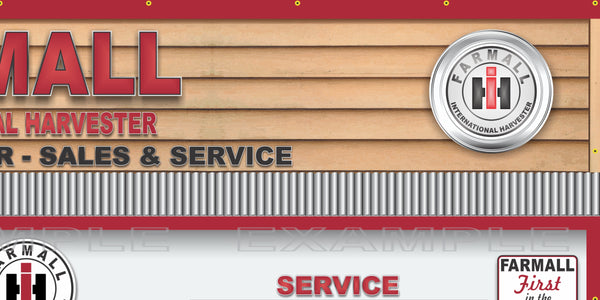 FARMALL TRACTOR IH INTERNATIONAL HARVESTER SALES PARTS SERVICE DEALERSHIP RETRO SCENE WALL MURAL SIGN BANNER GARAGE ART VARIOUS SIZES