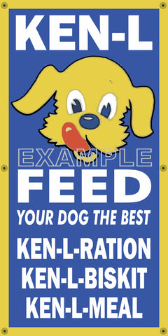 KEN L DOG FOOD GENERAL FEED STORE VINTAGE OLD SCHOOL SIGN REMAKE BANNER SIGN ART MURAL 2' X 4'/3' X 6'
