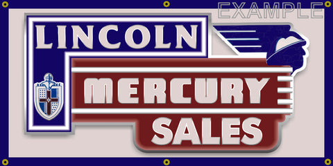 LINCOLN MERCURY CAR SALES DEALER VINTAGE OLD SCHOOL SIGN REMAKE BANNER SIGN ART MURAL 2' X 4'/3' X 6'