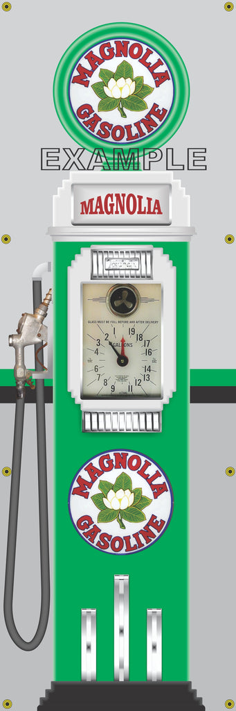 MAGNOLIA GASOLINE CLOCK FACE GAS PUMP Sign Printed Banner VERTICAL 2' x 6'
