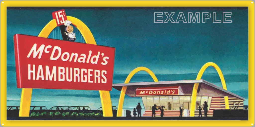MCDONALDS HAMBURGERS DRIVE IN RESTAURANT DINER OLD SIGN REMAKE ALUMINUM CLAD SIGN VARIOUS SIZES