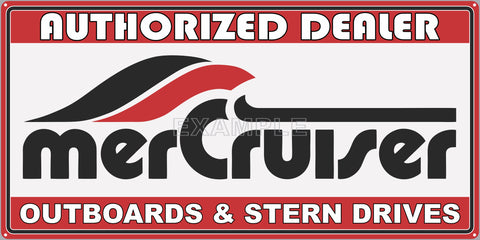 MERCRUISER SIGN VINTAGE DESIGN OUTBOARDS STERN DRIVES AUTHORIZED DEALER BOAT MARINE WATERCRAFT OLD SIGN REMAKE ALUMINUM CLAD SIGN VARIOUS SIZES