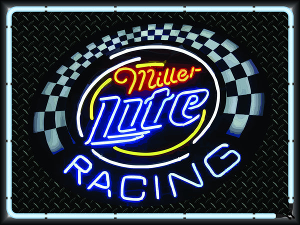 MILLER LITE RACING Neon Effect Sign Printed Banner 4' x 3'