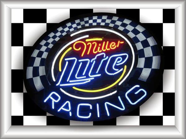 MILLER LITE RACING Neon Effect Sign Printed Banner 4' x 3'