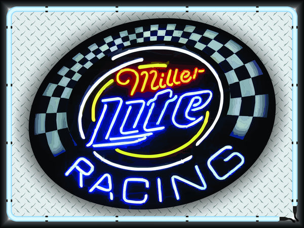 MILLER LITE RACING Neon Effect Sign Printed Banner 4' x 3'