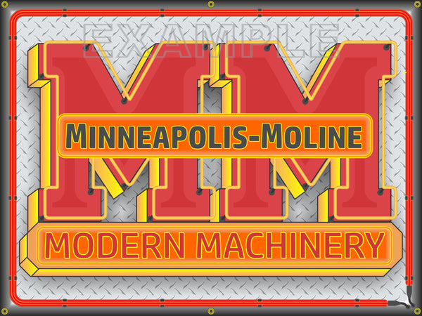 MINNEAPOLIS MOLINE MODERN MACHINERY Neon Effect Sign Printed Banner 4' x 3'