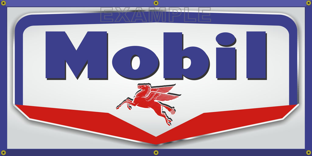 MOBIL OIL GASOLINE GAS STATION PEGASUS VINTAGE OLD SCHOOL SIGN REMAKE BANNER SIGN ART MURAL 2' X 4'/3' X 6'