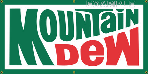 MOUNTAIN DEW OLD SCHOOL RETRO 1970's SODA POP VINTAGE REMAKE BANNER SIGN ART MURAL 2' X 4'/3' X 6'
