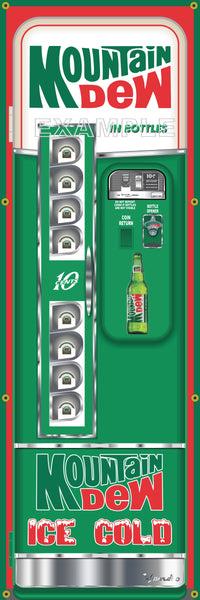 MOUNTAIN DEW SODA POP OLD VINTAGE VENDO VENDING MACHINE STYLE BANNER 2' X 6' SIGN ART MURAL TWO STYLES