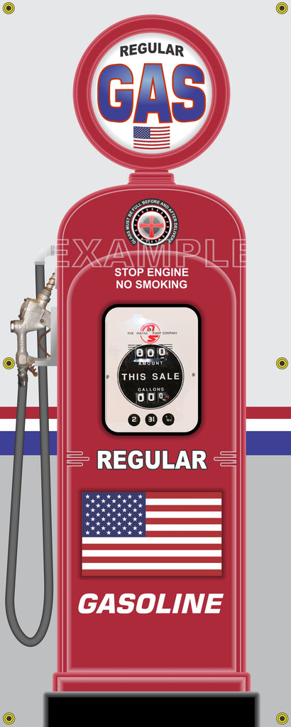 AMERICAN FLAG GENERIC NO BRAND GAS PUMP INDIVIDUAL OR SET PRINTED BANNER SHOP ART MURAL 2' X 5'
