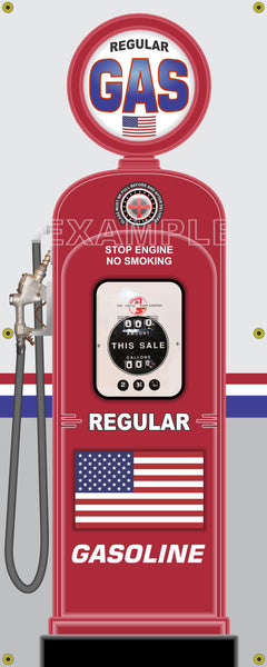 AMERICAN FLAG GENERIC NO BRAND GAS PUMP INDIVIDUAL OR SET PRINTED BANNER SHOP ART MURAL 2' X 5'