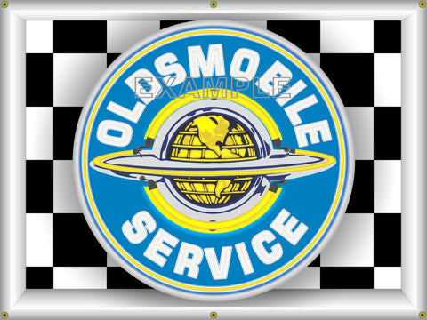 OLDSMOBILE SERVICE CAR SALES DEALER REPAIR SHOP SIGN REMAKE PRINTED BANNER ART MURAL 3' X 4'