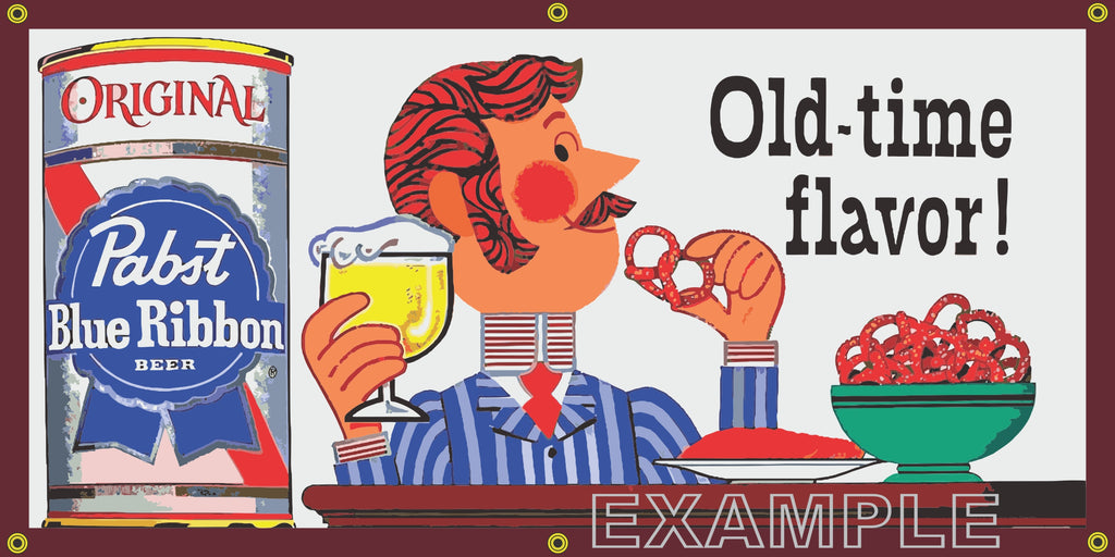 PABST BLUE RIBBON BEER PBR OLD SCHOOL PUB BAR SIGN REMAKE BANNER SIGN ART MURAL 2' X 4'/3' X 6'