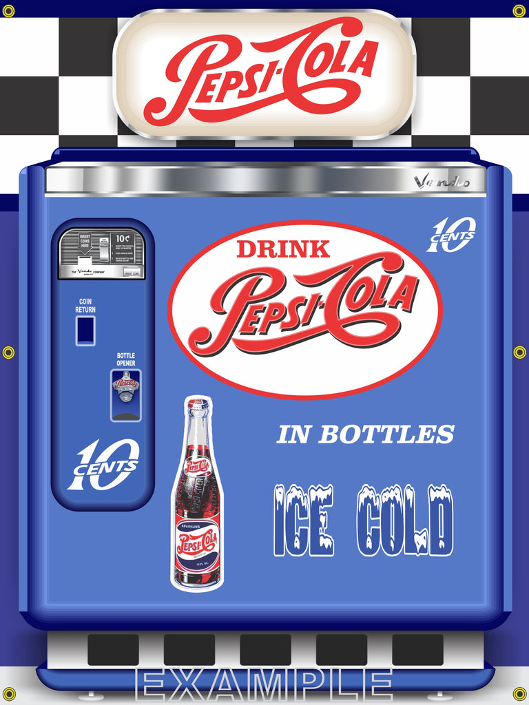 PEPSI-COLA CHEST VENDING MACHINE MURAL Printed Banner XL 4' x 3'