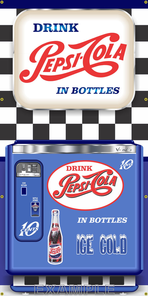 PEPSI-COLA CHEST VENDING MACHINE & SIGN MURAL Printed Banner XXL 3' x 6'