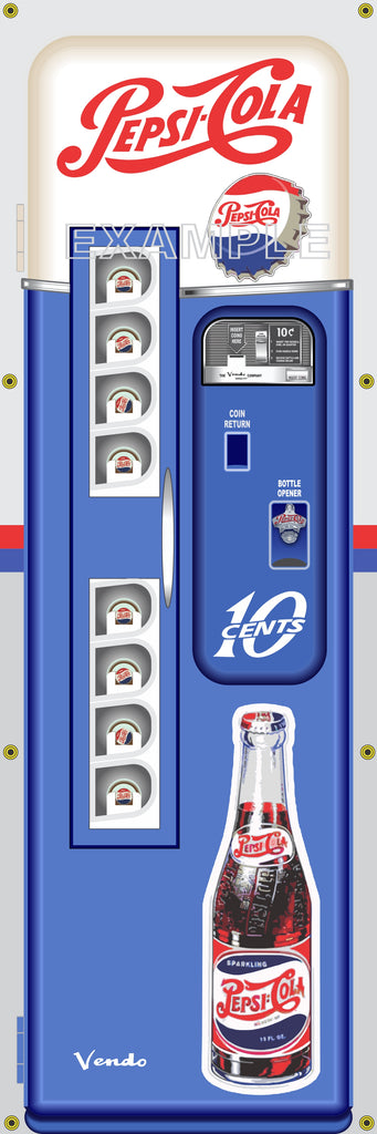 PEPSI COLA SODA POP OLD VINTAGE VENDO VENDING MACHINE STYLE BANNER 2' X 6' SIGN ART MURAL