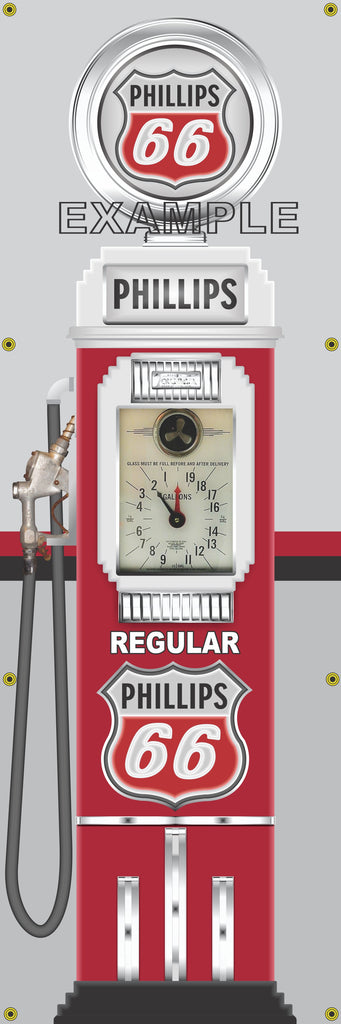PHILLIPS 66 GASOLINE CLOCK FACE GAS PUMPS GAS STATION DISPLAY PRINTED BANNER 2' x 6' SINGLES OR SET