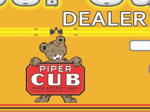 PIPER CUB AIRCRAFT AIRPLANE AVIATION DEALER MARQUEE Neon Effect Sign Printed Banner 4' x 3'