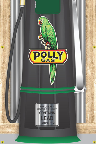 POLLY GAS STATION OLD VISIBLE GAS PUMP RUSTIC PRINTED BANNER MURAL ART 2' x 8'