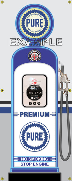 PURE OIL GAS STATION GAS PUMP INDIVIDUAL OR SET PRINTED BANNER SHOP ART MURAL 2' X 5'