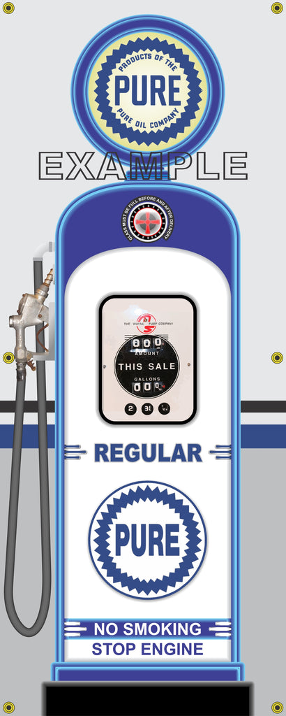 PURE OIL GAS STATION GAS PUMP INDIVIDUAL OR SET PRINTED BANNER SHOP ART MURAL 2' X 5'