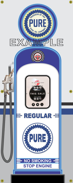 PURE OIL GAS STATION GAS PUMP INDIVIDUAL OR SET PRINTED BANNER SHOP ART MURAL 2' X 5'