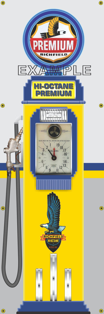 RICHFIELD EAGLE CLOCK FACE GAS PUMP Sign Printed Banner VERTICAL 2' x 6'