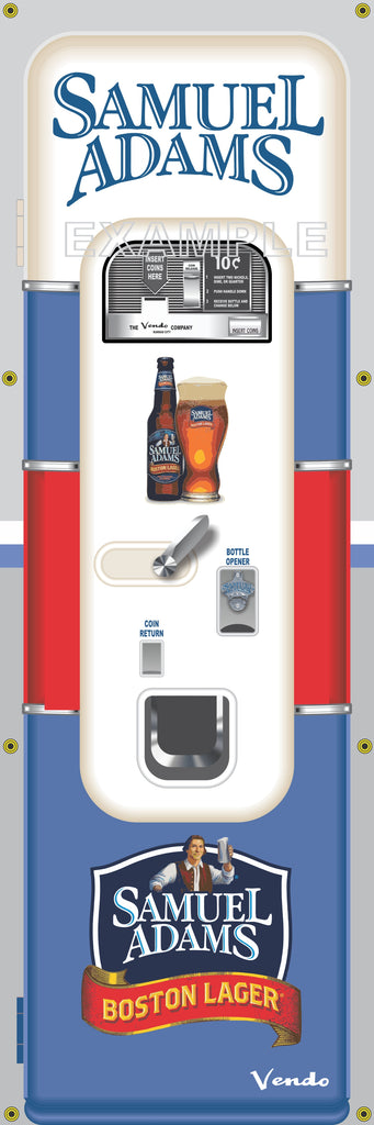 SAMUEL ADAMS BOSTON LAGER BEER OLD VINTAGE VENDO VENDING MACHINE STYLE BANNER 2' X 6' SIGN ART MURAL