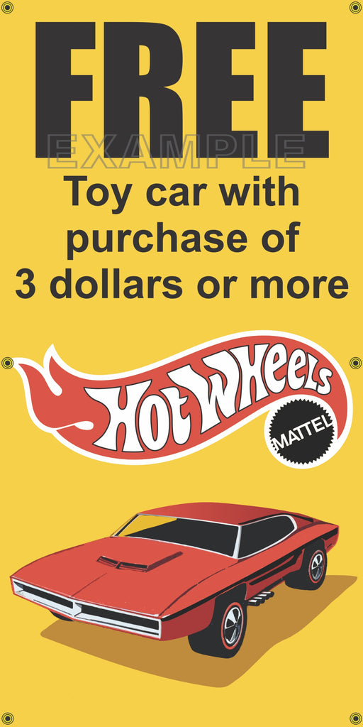 SHELL GAS STATION FREE HOT WHEELS CAR VINTAGE OLD SCHOOL SIGN REMAKE BANNER SIGN ART MURAL 2' X 4'/3' X 6'