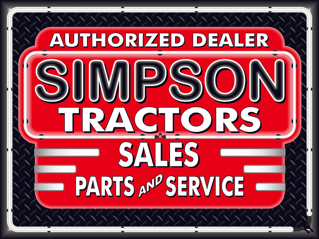 SIMPSON TRACTORS DEALER STYLE SIGN SALES SERVICE PARTS TRACTOR REPAIR SHOP REMAKE BANNER 3' X 4'
