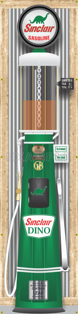 SINCLAIR DINO GAS STATION OLD VISIBLE GAS PUMP RUSTIC PRINTED BANNER MURAL ART 2' x 8'