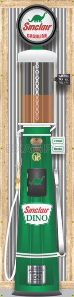 SINCLAIR DINO GAS STATION OLD VISIBLE GAS PUMP RUSTIC PRINTED BANNER MURAL ART 2' x 8'