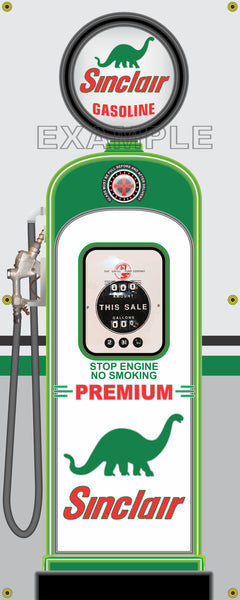 SINCLAIR DINO GAS PUMP INDIVIDUAL, SET OR LARGER 1-PIECE PRINTED BANNER SHOP ART MURAL 2' X 5', 5' X 6'